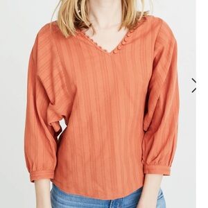 Madewell Dark Orange Raglan Peasant Top